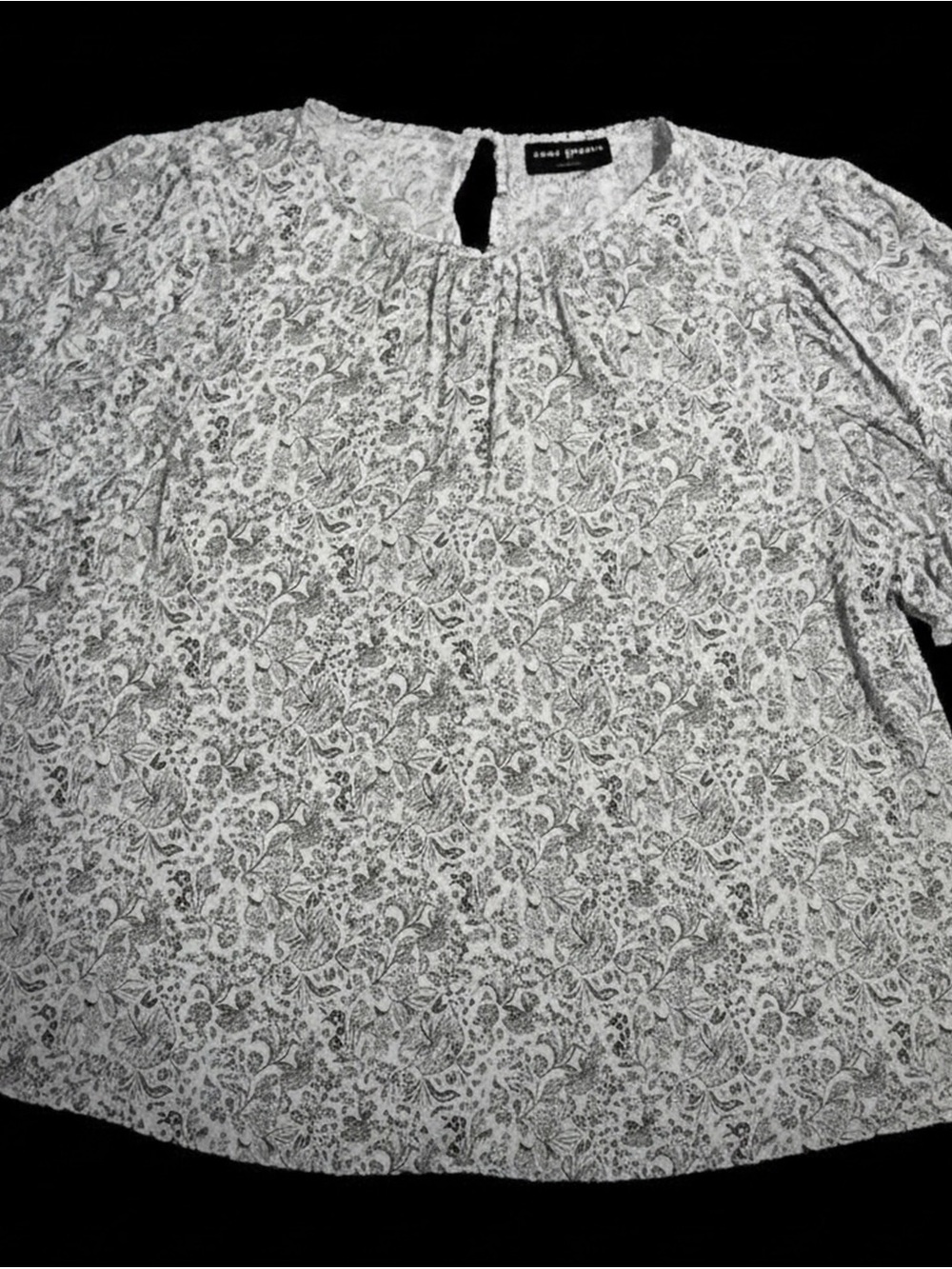 Lane Bryant White and Gray Paisley Blouse